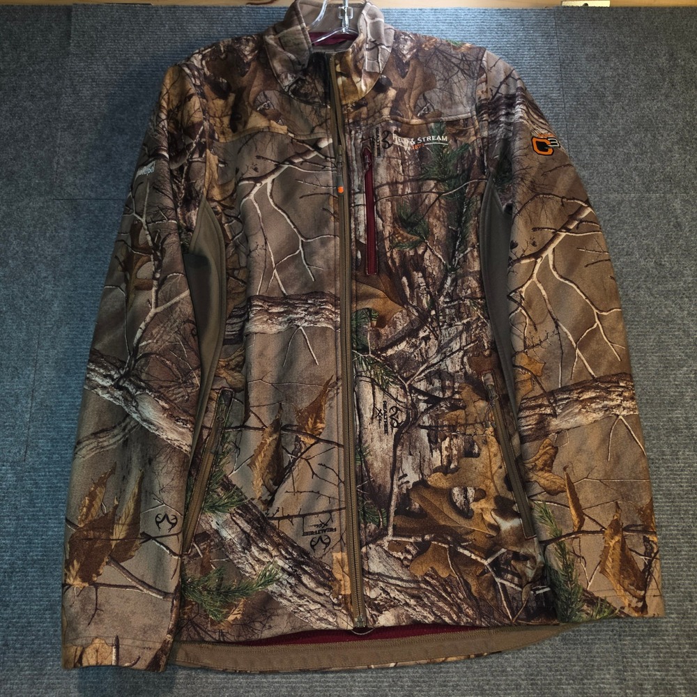 Field & Stream Camo Jacket Womens Medium Brown Realtree Good HydroRepel Zip